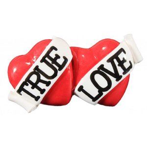True Love Red Double Heart Two Finger Ring Tattoo